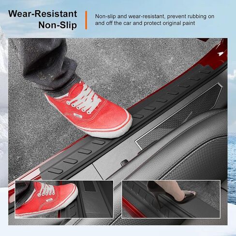 powoq Door Sill Protector Compatible with 2019-2025 Chevy Silverado GMC Sierra 1500 TPE Car Door Protector 4Pcs Car Sill Guard Replacement for 2019-2025 Chevy Silverado Accessories in Saudi Arabia