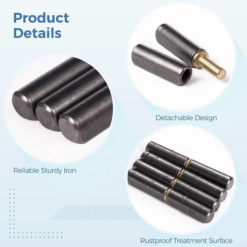 20 PCS Weld On Door Hinges, 3-1/8 x 1/2 in Weldable Barrel Hinges, Heavy Duty Metal Door Hinges, Detachable Gate Door Hinge for Swing Doors, Windows, Trailer Ramps, Trailer Gates in Saudi Arabia