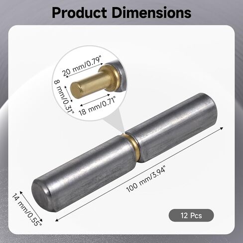 Homaisson 12 PCS Weld على مفصلات البرميل ، والمفصلات القابلة لللحام الشاقة ، ومفصلة بوابة الصلب ، ومفصلات لحام القطرات القابلة للفصل للأبواب المتأرجحة ، والبوابات ، والمنحدرات المقطورة ، 3.94 × 0.55 in Saudi Arabia