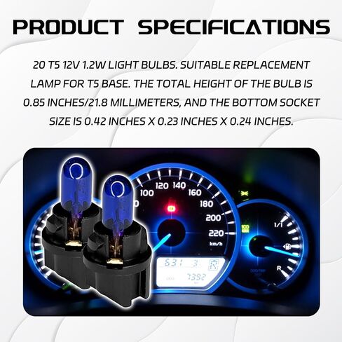 20PCS T5 17 57 86 Halogen Instrument Cluster Bulbs Kits, 12V Dash Light for Car Interior, Automotive Replacement Gauge Cluster Panel Bulb with T5 Sockets, Universal Lighting Accessories（Amber in Saudi Arabia