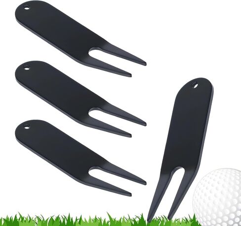 4 Pcs Bending Golf Divot Repair Tool Bent Golf Turf Repair Fork Metal Golf Fork Accessory Suitable to Repair Golf Turf, Clean Grooves, Remove Dirt and Debris Lightweight and Portable in Saudi Arabia
