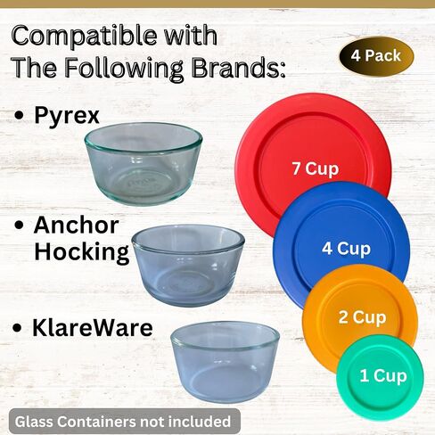 1 و 2 و 4 و 7 كوب أغطية/أغلفة لبيريكس ، مرساة Hocking & Klareware Storage Bowls *Lids فقط - حاوية زجاجية غير متضمنة *(4 حزمة *واحدة من كل حجم *، أزرق) in Kuwait