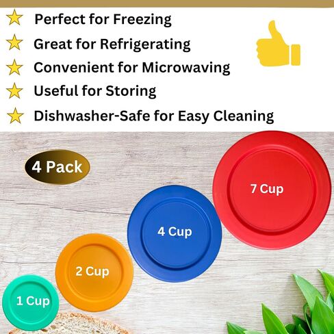 1 و 2 و 4 و 7 كوب أغطية/أغلفة لبيريكس ، مرساة Hocking & Klareware Storage Bowls *Lids فقط - حاوية زجاجية غير متضمنة *(4 حزمة *واحدة من كل حجم *، أزرق) in Kuwait