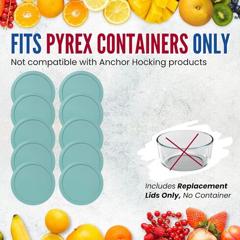Replacement Lids for Pyrex 2-Cup Glass Food Storage Container Bowls, 5-Inch Plastic Round Lids Covers fits Pyrex 7200-PC, Airtight & Leakproof (6-Pack, Green) in Kuwait