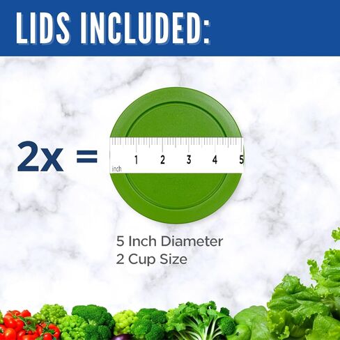 Replacement Lids for Pyrex 2-Cup Glass Food Storage Container Bowls, 5-Inch Plastic Round Lids Covers fits Pyrex 7200-PC, Airtight & Leakproof (6-Pack, Green) in Kuwait