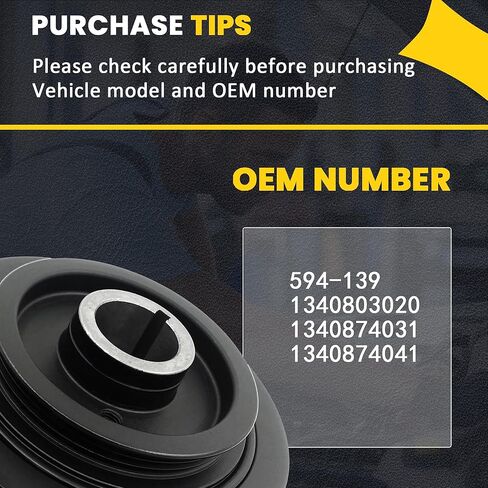 Harmonic Balancer Crankshaft Pulley 594-198 compatible with Toyota Highlander Rav4 Matrix Solara Camry Corolla Harmonic Balancer For Scion Tc 2005-2010 Xb 2008-2015 1340700H010 in Kuwait