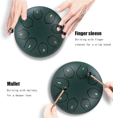 Steel Tongue Drum – 6Inch 8 Note Rain Drum for Outside Garden, Meditation & Music Education Soothing, Hand-Tuned Steel Drum Instrument & Music Gift for Family, Friends & Kids(Navy Blue) in Kuwait