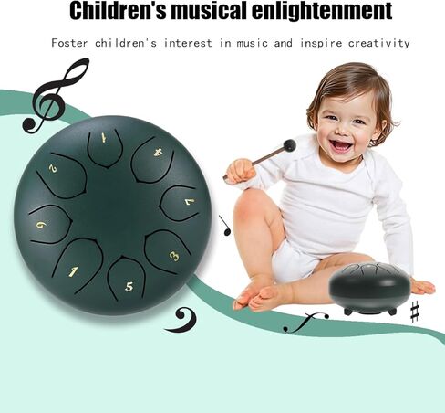 Steel Tongue Drum – 6Inch 8 Note Rain Drum for Outside Garden, Meditation & Music Education Soothing, Hand-Tuned Steel Drum Instrument & Music Gift for Family, Friends & Kids(Navy Blue) in Kuwait