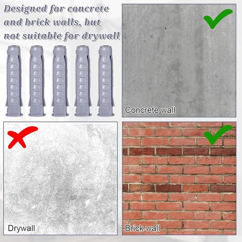 10 PCS مرساة الجدار الخرسانية لتركيب جدار التليفزيون تركيب مناسبة للخرسانة والطوب الجدران الماسونية مرساة البلاستي in Kuwait