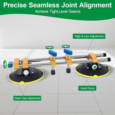 Seam Seam Setter 2 مع 6 في أكواب شفط الفراغ للانضمام والتسوية ، أداة تثبيت كونترتوب احترافية 520 رطل أو جرانيت أو حجر أو رخام أو منظم الفجوة البلاط البرتقالي in Kuwait