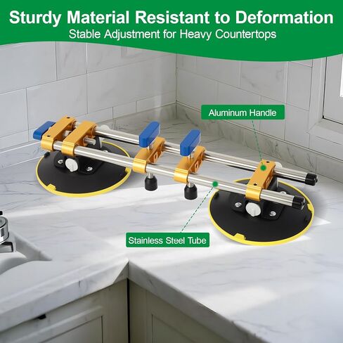 Seam Seam Setter 2 مع 6 في أكواب شفط الفراغ للانضمام والتسوية ، أداة تثبيت كونترتوب احترافية 520 رطل أو جرانيت أو حجر أو رخام أو منظم الفجوة البلاط البرتقالي in Kuwait