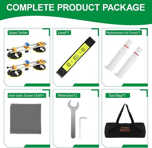 Seam Seam Setter 2 مع 6 في أكواب شفط الفراغ للانضمام والتسوية ، أداة تثبيت كونترتوب احترافية 520 رطل أو جرانيت أو حجر أو رخام أو منظم الفجوة البلاط البرتقالي in Kuwait