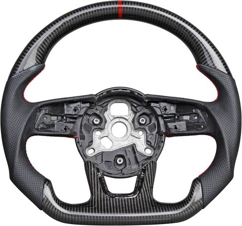 Full Leather Steering Wheel D-shaped Flat-bottom Nappa Perforated Leather Steering Wheel for Audi RS3/RS4/RS8/S3/S4/S5/A3/A4/A5 in Saudi Arabia