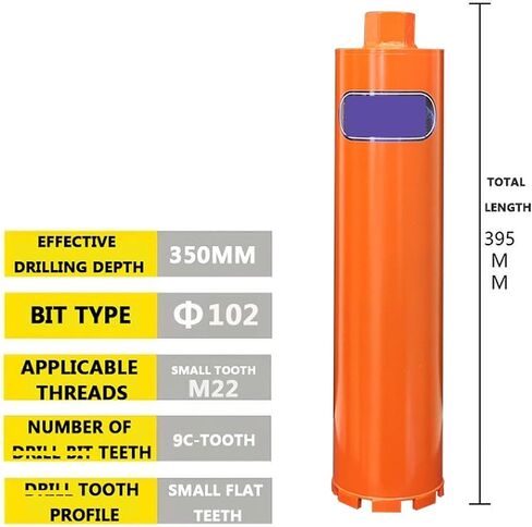 Diamond Dry Drill Bit Concrete Perforator Core Diamonding Core DrillBit with a Diameter of 27Mm-200Mm Hole Concrete Air Conditioning Walling Drilling(Diameter114mm10teeth) in Saudi Arabia