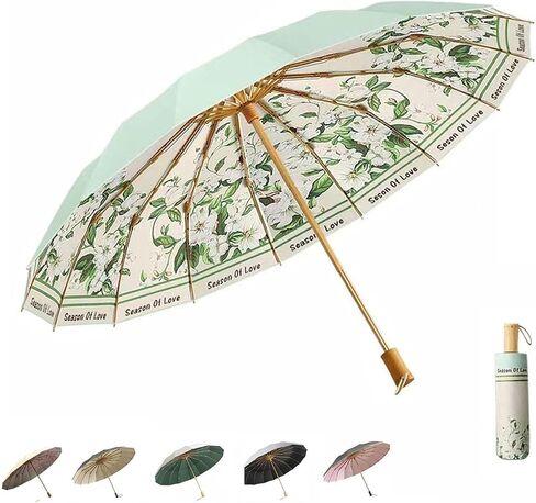 Folding umbrellas for rain and sun UPF 50+ UV Protection Windproof waterproofing and Strong Travel Essentials for Men Women 16 bones Wooden Handle pink umbrella for women in Saudi Arabia