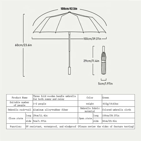 Folding umbrellas for rain and sun UPF 50+ UV Protection Windproof waterproofing and Strong Travel Essentials for Men Women 16 bones Wooden Handle pink umbrella for women in Saudi Arabia