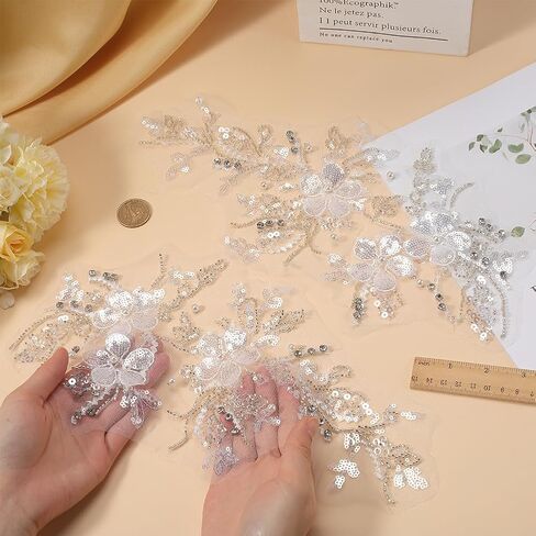Gorgecraft 3D Pearl Flower Gauze Embroidery Lace requin aded beaded patches trim cloth black ont in Saudi Arabia