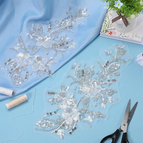 Gorgecraft 3D Pearl Flower Gauze Embroidery Lace requin aded beaded patches trim cloth black ont in Saudi Arabia