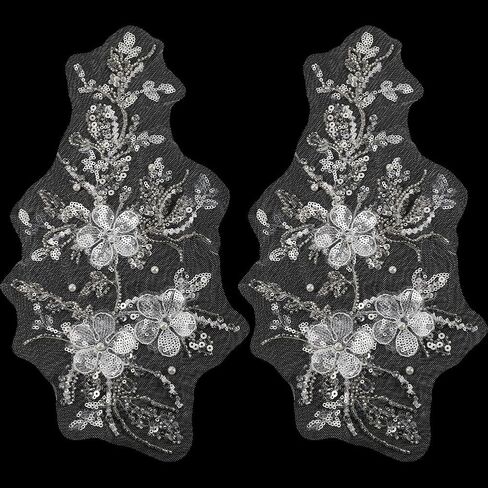 Gorgecraft 3D Pearl Flower Gauze Embroidery Lace requin aded beaded patches trim cloth black ont in Saudi Arabia