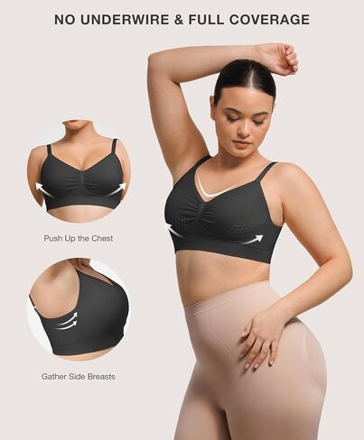 Lover-Beauty Wireless Bras for Women Push Up Full Coverage Seamless Everyday Bras Padded Sports Bra with Adjustable Straps in Saudi Arabia