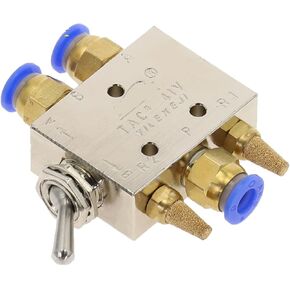 TAC2-41V Exhaust valve 2 Position 5Way 1/8 quot; Self-locking Toggle Lever Mechanical Valve Pneumatic valve switch w Fittings Muffler 1Pcs(TAC2-41V-PC4MM) in Saudi Arabia