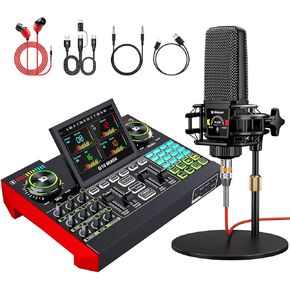 خلاط صوت ألعاب Tenlamp G10 ، واجهة صوتية مع مدخلات ميكروفون 3.5 مم/XLR ، 48 فولت Power Power ، بطاقة صوت Live الصوتية الصوتية للبث ، البودكاست ، التسجيل ، وإنشاء محتوى الغناء in Kuwait