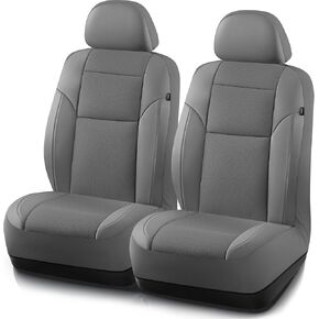 Road Comforts Full Set Leather Mesh Car Seat Cover - Front and Rear, Breathable & Stylish, Airbag Compatible, Universal Fit for Cars, SUVs, Trucks, and Vans - Gray in Kuwait