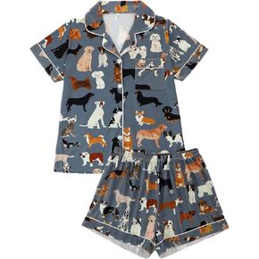 Soly Hux Pajamas Pajamas مجموعة لطيف المطبوعة قميص الأكمام القصير مع سروال سراويل Sleepwear PJS in Kuwait