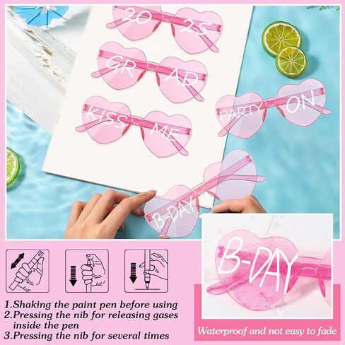 Flutesan 12 Pcs Personalized Heart Shaped Sunglasses Bulk Rimless Heart Glasses with 4 Markers for Adult DIY Birthday Wedding Bridal Party Favors in Saudi Arabia