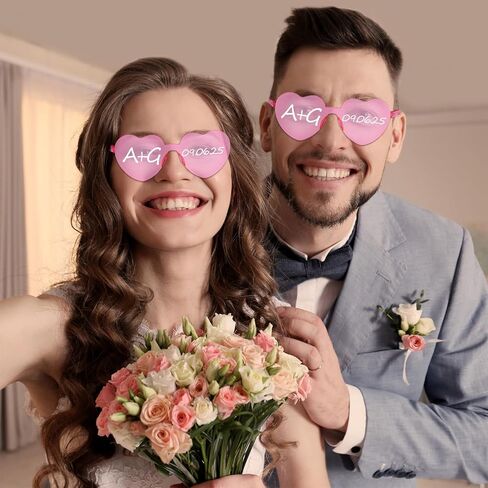 Flutesan 12 Pcs Personalized Heart Shaped Sunglasses Bulk Rimless Heart Glasses with 4 Markers for Adult DIY Birthday Wedding Bridal Party Favors in Saudi Arabia