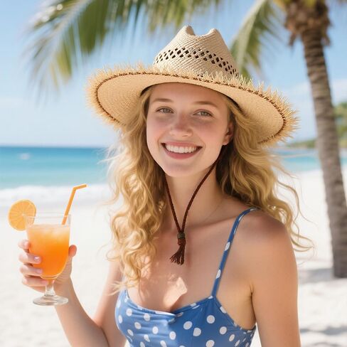 Wildarms Men’s Woven Straw Cowboy Hat Cowgirl Sun Beach Hat for Women Wide Brim Western Cowboy Hat with Decorative Bands in Kuwait