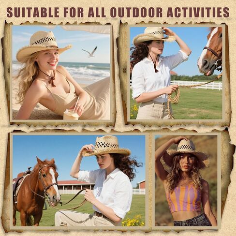 Wildarms Men’s Woven Straw Cowboy Hat Cowgirl Sun Beach Hat for Women Wide Brim Western Cowboy Hat with Decorative Bands in Kuwait