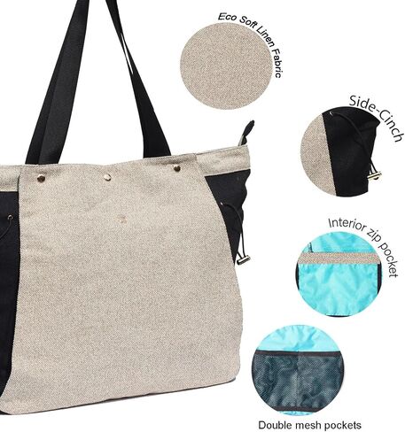 ESVAN Yoga Mat Bag, Gym Bag Tote Bag with Multi Pockets For Women Drawstring Yoga Mat Carrier Pilates Travel Workout Office in Saudi Arabia