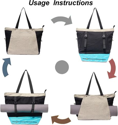 ESVAN Yoga Mat Bag, Gym Bag Tote Bag with Multi Pockets For Women Drawstring Yoga Mat Carrier Pilates Travel Workout Office in Saudi Arabia