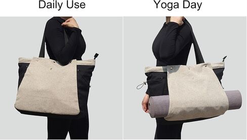 ESVAN Yoga Mat Bag, Gym Bag Tote Bag with Multi Pockets For Women Drawstring Yoga Mat Carrier Pilates Travel Workout Office in Saudi Arabia