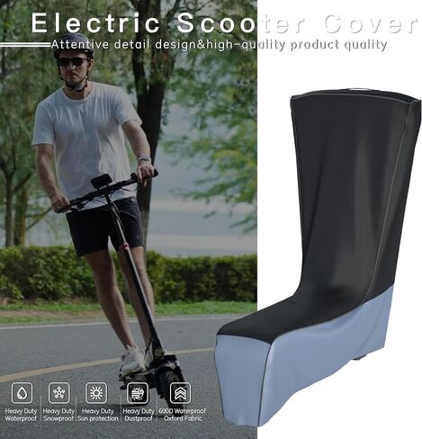 Electric Scooter Cover (300W-3000W) - All Season Universal Fit, Better Fit Design,Heavy Duty Oxford Fabric,Dustproof Windproof Protection, (Black Grey) in Kuwait
