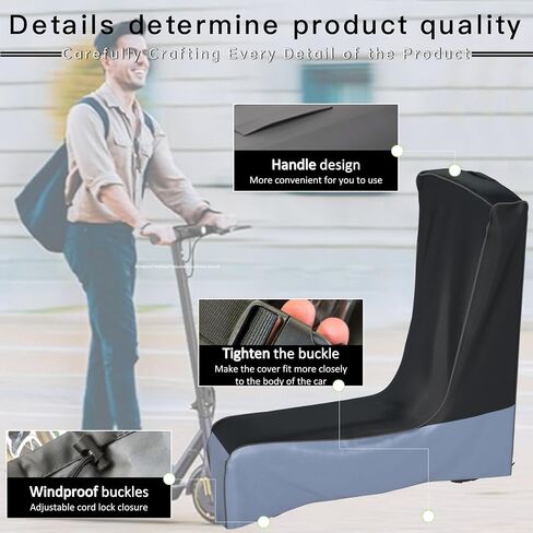 Electric Scooter Cover (300W-3000W) - All Season Universal Fit, Better Fit Design,Heavy Duty Oxford Fabric,Dustproof Windproof Protection, (Black Grey) in Kuwait