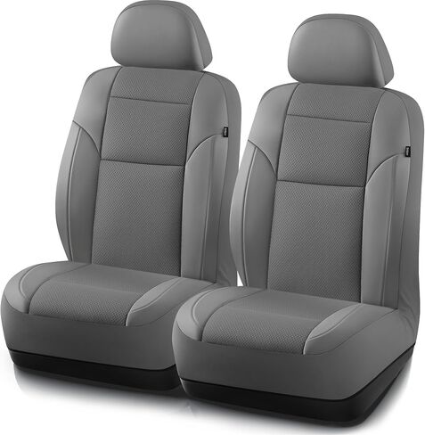 Road Comforts Full Set Leather Mesh Car Seat Cover - Front and Rear, Breathable & Stylish, Airbag Compatible, Universal Fit for Cars, SUVs, Trucks, and Vans - Gray in Kuwait
