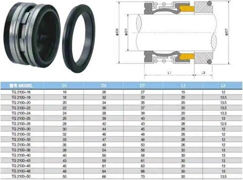 Hardware Fittings Model 210 Fit Shaft Dia 8mm to 32mm Ceramic/Carbon Ring Mechanical Shaft Seal Single Coil Spring Water Pump Mechanical Seal(20mm) in Saudi Arabia