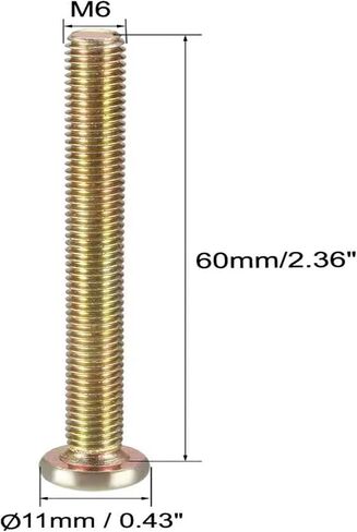 M6x25mm Furniture Screw Hex Socket Machine Screws Zinc Plated Fasteners Bolts Full Thread Carbon Steel 10Pcs in Saudi Arabia