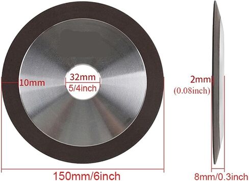 125mm/150mm Diamond Grinding Disc Sharpening Diamond Wheel for Tungsten Steel Milling Tool Carbide Metal 1Pc(240Grit,Black150x32x10x8mm) in Saudi Arabia