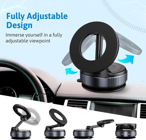 2025 Upgraded Vacuum Magnetic Phone Holder with 360° Rotation, 80LBS Ultra Suction Cup Phone Mount for MagSafe Cell Phone Holders, phone holder for Your Car/Mirror Mount for iPhone & Android (White) in Saudi Arabia