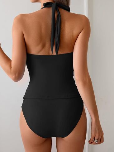 B2prity Womens Halter Tankini Swimsuits Tummy Control Two Piece Bathing Suits V Neck Swimwear with High Waisted Bottom in Saudi Arabia