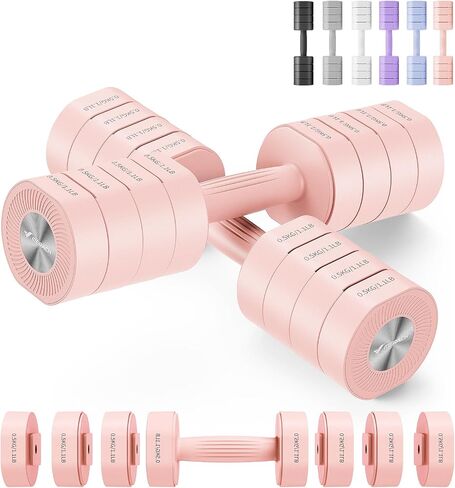 MERACH Dumbbell Set of 2, Adjustable Weight, Anti-slip Handle, Macaron Colors, Each 2.2/4.4/6.6/8.8 lbs, 4 in 1 Hand Weights for Women at Home in Kuwait