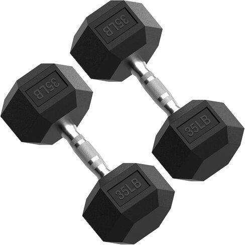 PAPABABE HEX Dumbbell Set 2.5-125lb, Rubber Encased Home Gym Dumbbells, Exercise & Fitness Weights Dumbbells for Women & Men, Hand Weight for Strength Training in Saudi Arabia