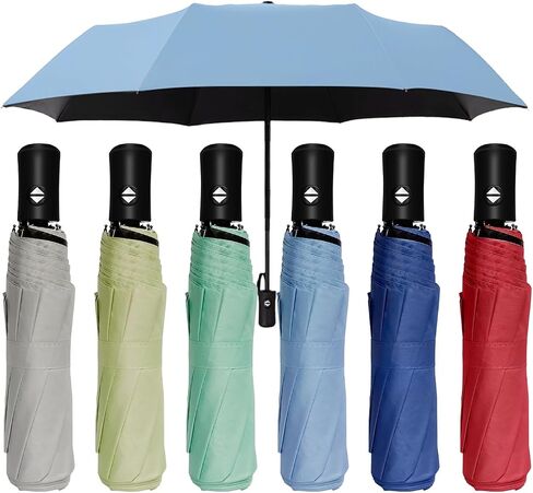6Pcs Automatic Open Close Compact Windproof Travel Umbrella - Foldable Small Black Portable Rain Umbrellas for Men Women, Bulk Pack, Sombrillas de Lluvia in Saudi Arabia