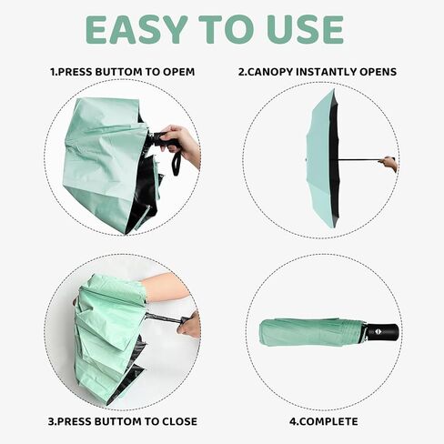 6Pcs Automatic Open Close Compact Windproof Travel Umbrella - Foldable Small Black Portable Rain Umbrellas for Men Women, Bulk Pack, Sombrillas de Lluvia in Saudi Arabia