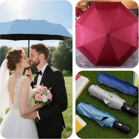 6Pcs Automatic Open Close Compact Windproof Travel Umbrella - Foldable Small Black Portable Rain Umbrellas for Men Women, Bulk Pack, Sombrillas de Lluvia in Saudi Arabia