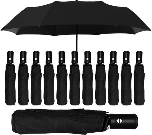 6Pcs Automatic Open Close Compact Windproof Travel Umbrella - Foldable Small Black Portable Rain Umbrellas for Men Women, Bulk Pack, Sombrillas de Lluvia in Saudi Arabia