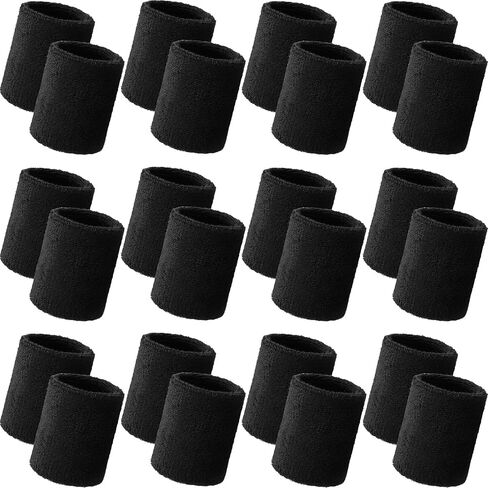 Bememo 24 Pcs Wrist Sweatbands Bulk Sports Wrist Bands for Men Women Breathable Athletic Tennis Wristbands Stretchy Absorbent Cotton Terry for Basketball, Baseball, Gym, Working Out in Saudi Arabia
